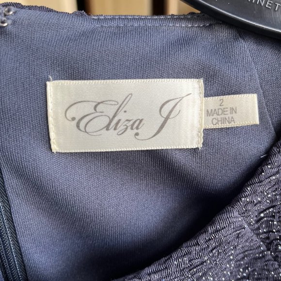 Eliza J Blue Embellished Fit and Flare Sleeveless Dress - Picture 3 of 9